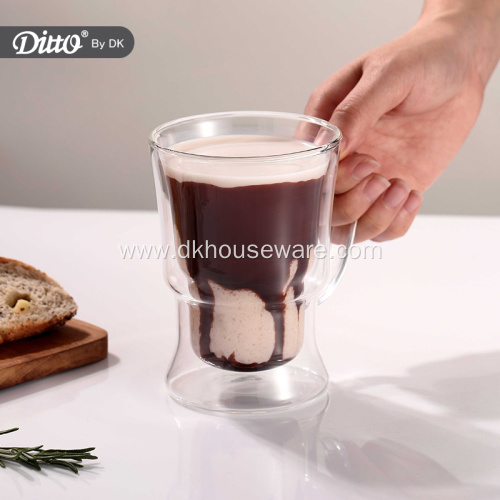 Double Wall Insulated Glass Coffee Mug with handle